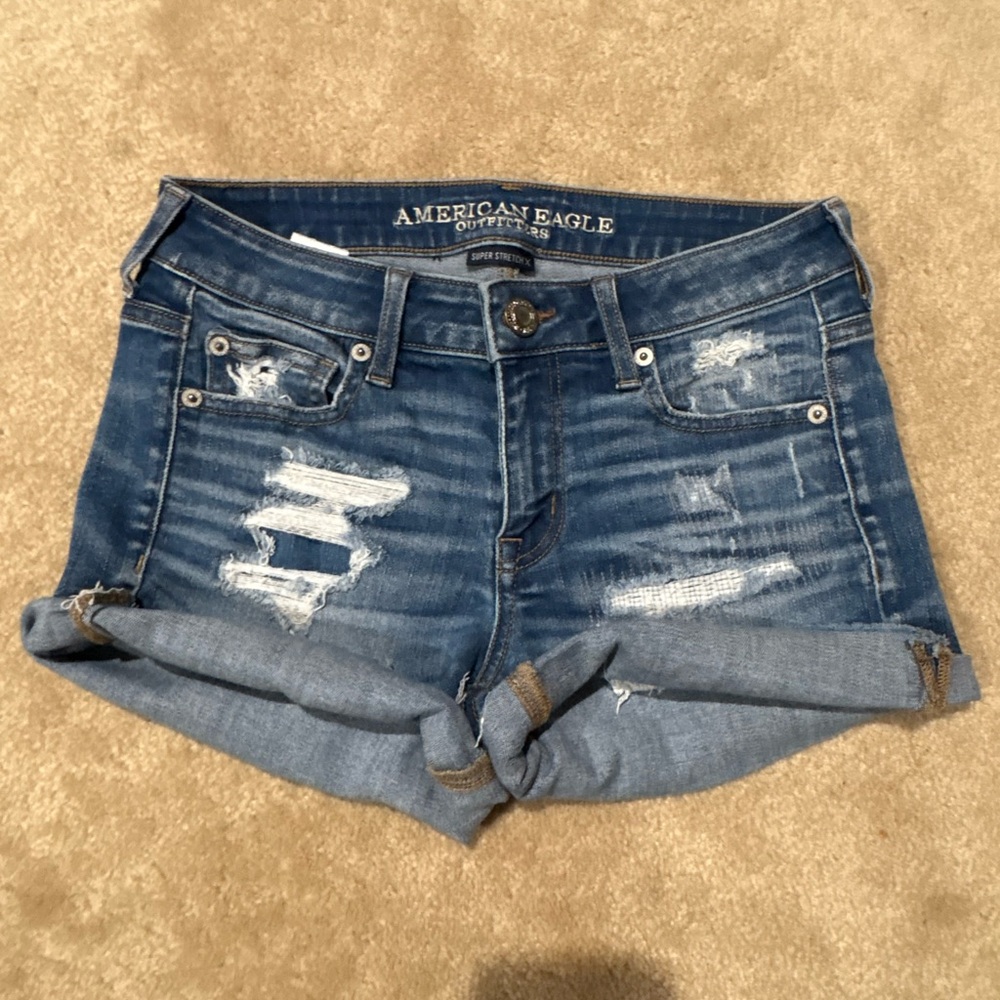 American Eagle Outfitters Ripped Blue Jean Shorts